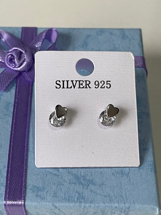 Heart Stud Silver Earrings