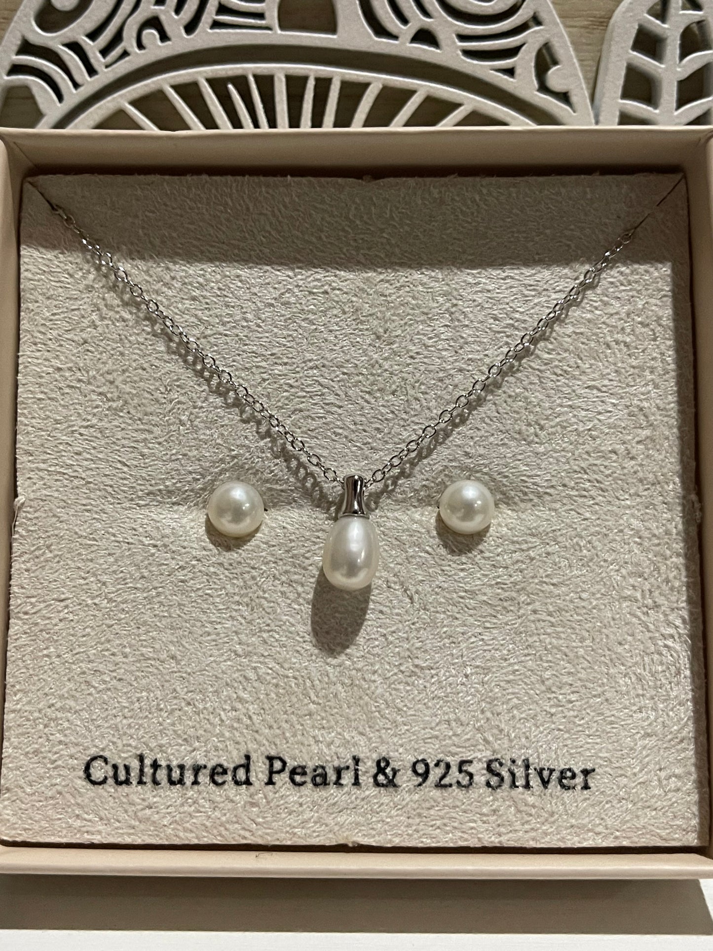 Set of Cultured Pearl Necklace and Earrings