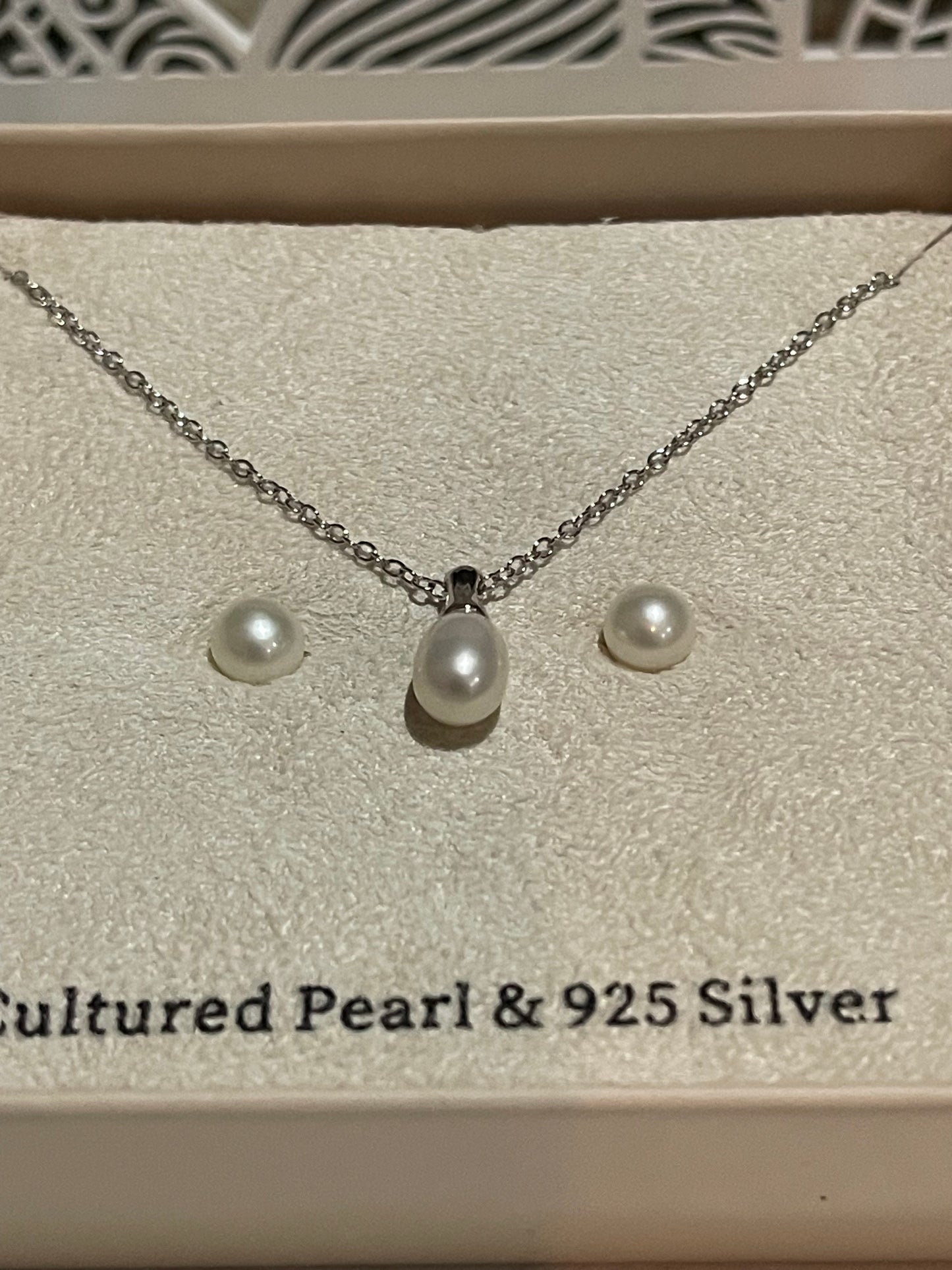Set of Cultured Pearl Necklace and Earrings